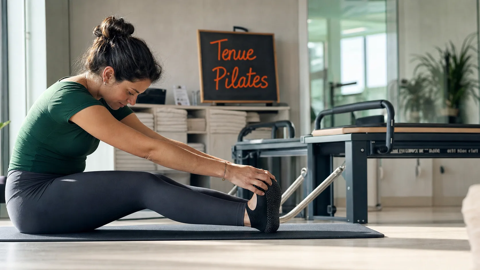 Tenue pour pilates : leggings et chaussettes antidérapantes en studio