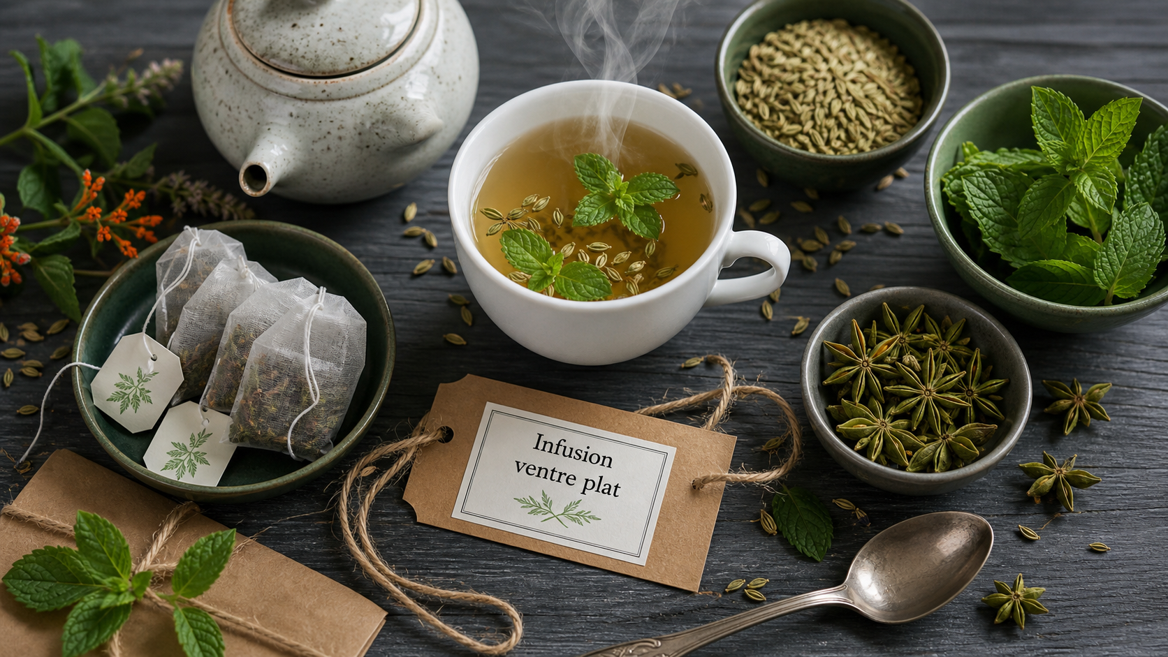 the pour ventre plat, infusion digestion légère au fenouil, anis, menthe