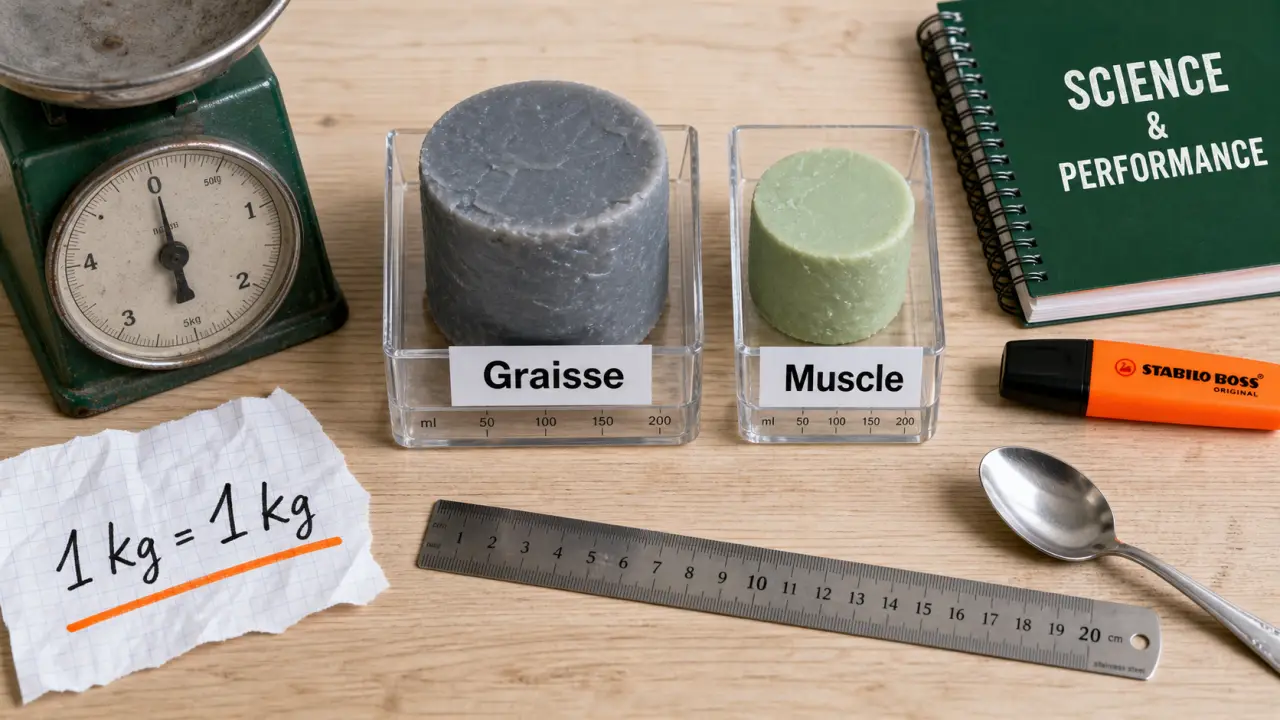 1kg de graisse vs 1kg de muscle : même poids, volume différent