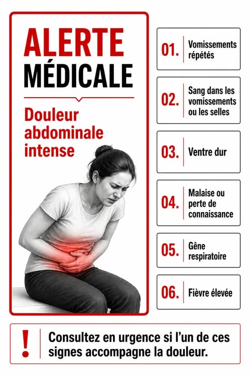 Crampe estomac que faire : signes d’alerte indiquant une consultation urgente