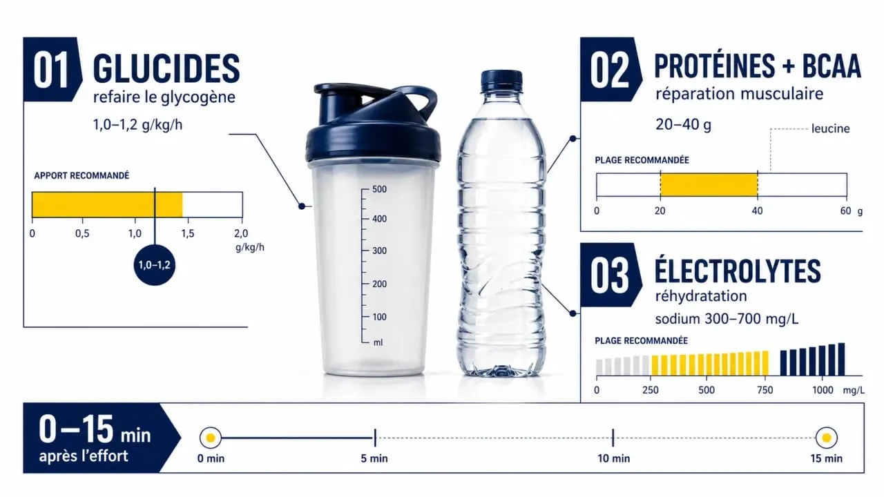 Boisson de récupération sportive : composition, timing et rôle des glucides, protéines et électrolytes après l’effort