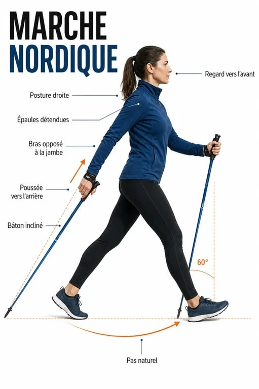 Technique et posture en marche nordique pour la perte de poids