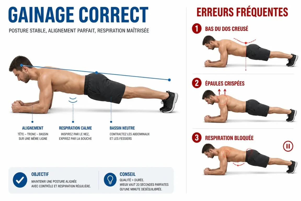 Faire du gainage tous les jours : posture correcte et erreurs fréquentes