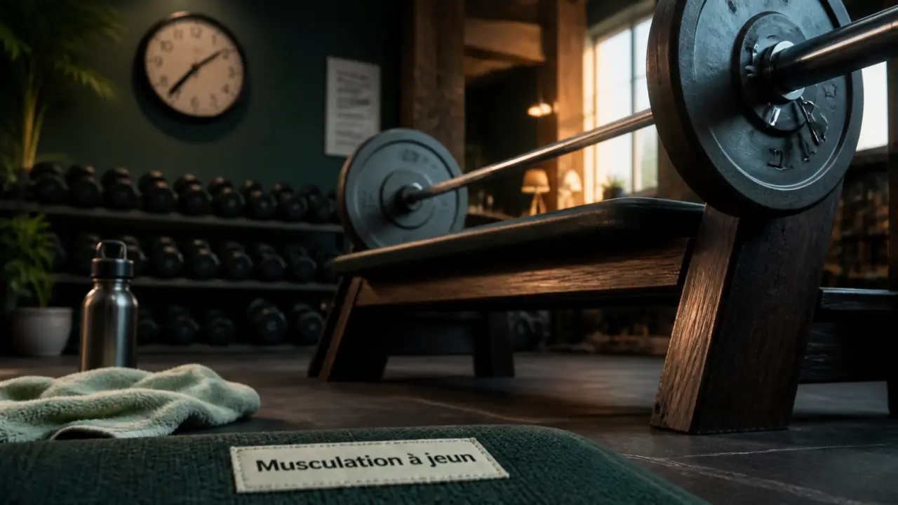 Musculation a jeun en salle, banc et barre