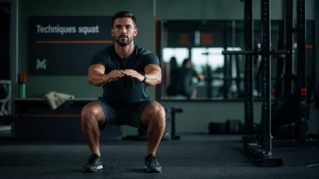 Squat : cuisses parallèles, dos droit et erreurs à éviter