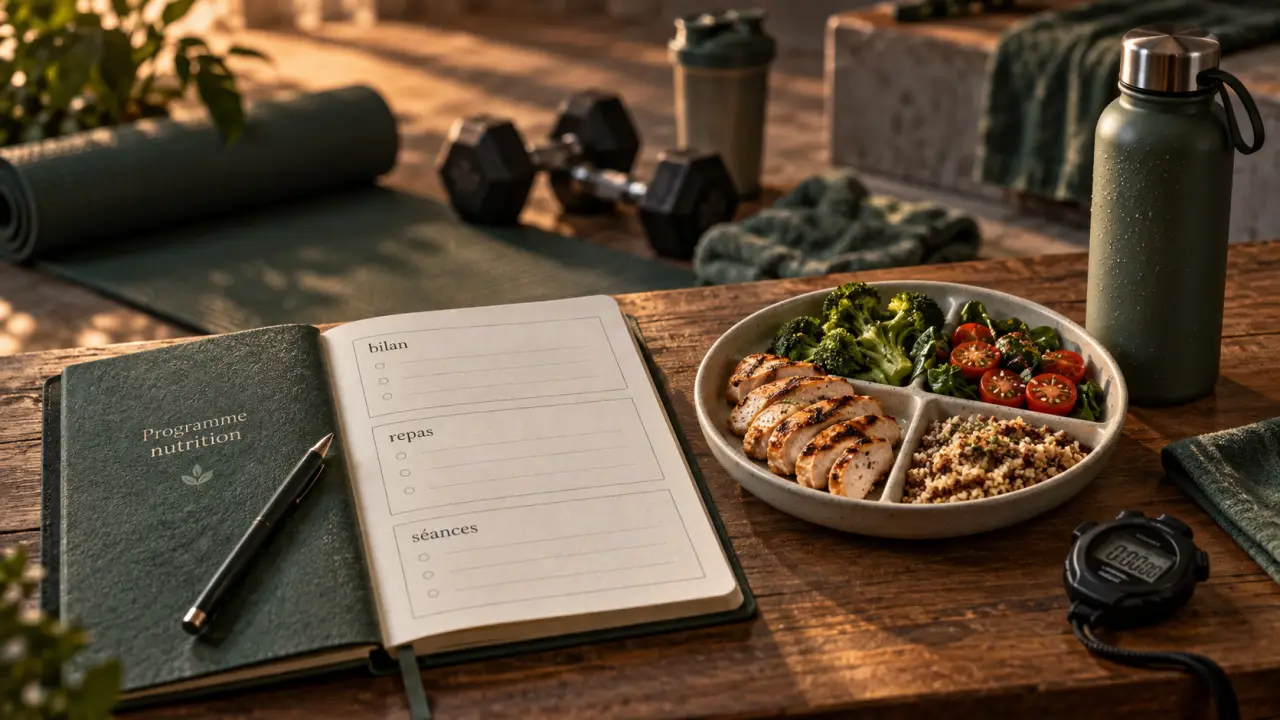 Programme nutrition et coach sportif personnalisé : carnet suivi, repas et séances