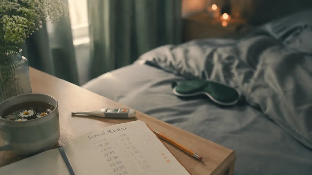 Sommeil réparateur au réveil : carnet d’heures et tisane froide