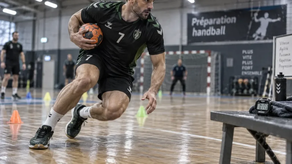 La préparation physique handball se construit en 8 semaines, avec force, vitesse et récupération
