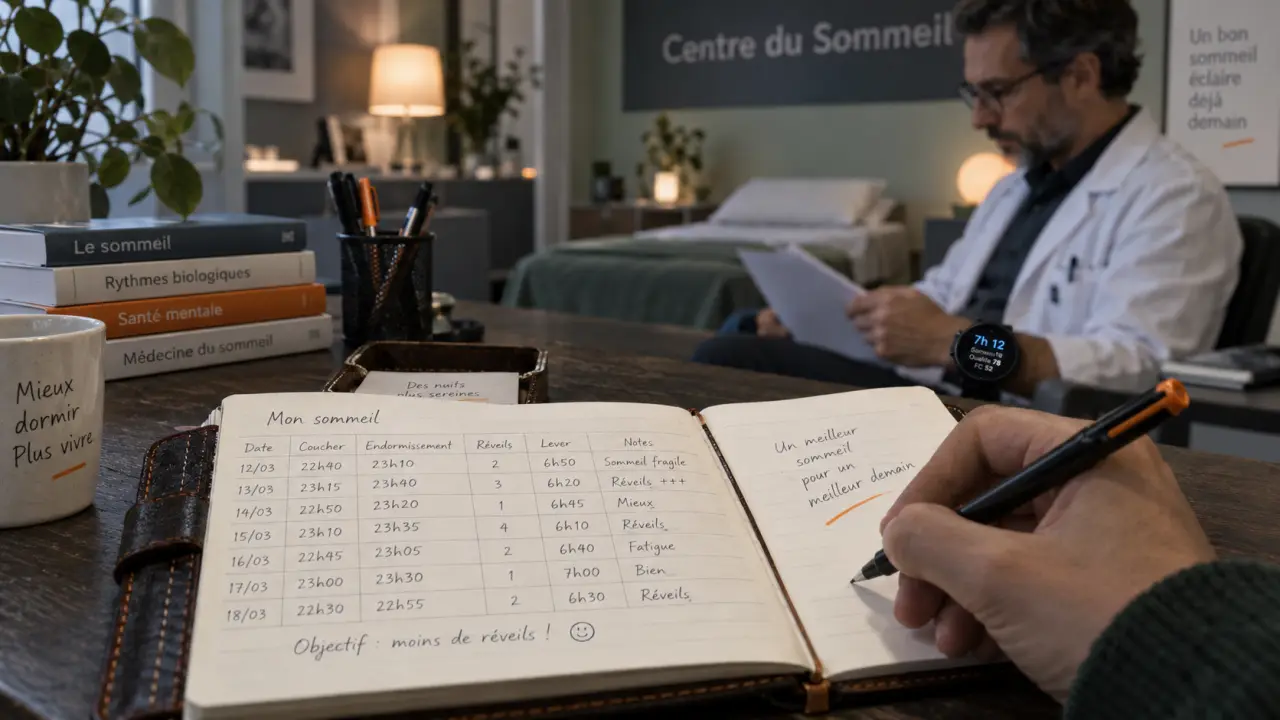 Spécialiste du sommeil : médecin consulte et suit l’agenda de sommeil
